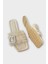 Kadın Püskül Detay Tokalı Denim Terlik KREM 4