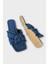 Kadın Püskül Detay Çapraz Denim Terlik LACİVERT 4