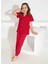 Anne Kız Kombin Kısa Kollu Gömlek Uzun Alt Milan Kumaş Orta Kalın Pijama TAKIMI-2922 5