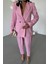 Keten Ceket - Pantolon Takım - Pembe 2