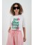 Ekru Best Think Ever Baskılı Crop Tshirt 1