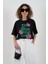 Siyah Best Think Ever Baskılı Crop Tshirt 1
