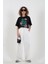 Siyah Best Think Ever Baskılı Crop Tshirt 2