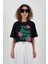 Siyah Best Think Ever Baskılı Crop Tshirt 3