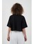 Siyah Best Think Ever Baskılı Crop Tshirt 4