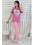 Isob Gül Kurusu Stitch Desenli %100 Pamuk Kız Çocuk Kısa Kollu Pijama Takımı 8-13 Yaş 41415-GK 1
