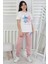 Isob Ekru Stitch Desenli %100 Pamuk Kız Çocuk Kısa Kollu Pijama Takımı 8-13 Yaş 41415-E 1