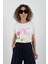 Beyaz Minimal Çiçek Baskılı Tshirt 1