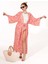 Kadın Pembe Desenli Kimono – Belden Bağlamalı – Yazlık Hafif Kumaş 1