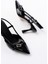 Siyah Rugan Günlük Arkası Açık Fiyonklu Topuklu Bayan Ayakkabı 4
