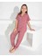 Anne Kız Kombin Kısa Kollu Gömlek Uzun Alt Milan Kumaş Orta Kalın Pijama TAKIMI-2909 5