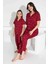Anne Kız Kombin Kısa Kollu Gömlek Uzun Alt Milan Kumaş Orta Kalın Pijama TAKIMI-2909 1