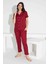 Anne Kız Kombin Kısa Kollu Gömlek Uzun Alt Milan Kumaş Orta Kalın Pijama TAKIMI-2909 3