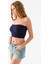 Kadın Straplez Yaka Fitilli Crop Lacivert - MS0000245 2