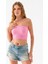 Kadın Straplez Yaka Fitilli Crop Pembe - MS0000245 3