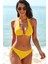 Kadın Sarı Belden, Boyundan Bağlamalı ve Ayarlanabilir Külotlu Üçgen Bikini Mayo Takımı 1