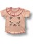 6-9 9-12 12-18 Ay Vip Kedi Baskılı Bandanalı Kısa Kollu Sweat 3lü Kız Bebek Takımı Pudra 2