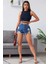 Kadın Lacivert Çapraz Bağlamalı Crop Top Büstiyer 5