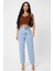 Kadın Kahverengi Kare Yaka Crop Top Bluz 3