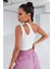 Kadın Beyaz Tek Omuz Cut Out Detaylı Crop Top Bluz 2