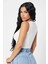 Kadın Beyaz Kare Yaka Crop Top Bluz 2