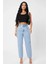 Kadın Siyah Kare Yaka Crop Top Bluz 4
