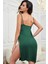 Kadın Yeşil Cut Out Detaylı Yırtmaçlı Sexy Gecelik 4