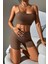 Kadın Kahverengi Şortlu Kaşkorse Gecelik Takım 1
