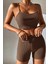Kadın Kahverengi Şortlu Kaşkorse Gecelik Takım 5