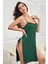 Kadın Yeşil Cut Out Detaylı Yırtmaçlı Sexy Gecelik 2