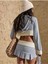 Y2K Grunge Gri Pinterest Kapşonlu Crop Hoddie ve Mini Şort Etek Takım 3