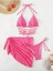 Y2K Coquette 3 Parça Pembe Ipli Bikini Takımı 1