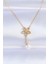 316L Çelik Zincir Gold Renk Inci Detay Çiçek Kolye - TJ-BKO8730 1