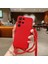 Apple iPhone 13 Pro Max ile Uyumlu Ipli Boyun Askılı Silikon Kılıf Kadife Iç Yüzeyli Epiphany Kılıf Kırmızı 1