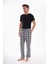 Erkek Pamuklu Cepli Ekose Baskılı Beli Lastikli Yazlık Pijama Altı Eşofman 2