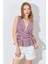 Kadın Bordo Önü Arkası V Beli Drapeli Peplum Bluz 2