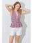 Kadın Bordo Önü Arkası V Beli Drapeli Peplum Bluz 4