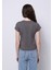 Slim Fit Yuvarlak Yaka Düz Kadın Gri Kısa Kol Tişört 2