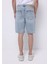 Regular Fit Orta Bel Düz Erkek Açik Indigo Jean Şort 2