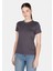 Slim Fit Yuvarlak Yaka Düz Kadın Antrasit Kısa Kol Tişört 1