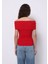 Slim Fit Kayık Yaka Düz Kadın Kirmizi Kolsuz Tişört 2
