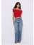 Slim Fit Kayık Yaka Düz Kadın Kirmizi Kolsuz Tişört 3