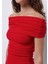 Slim Fit Kayık Yaka Düz Kadın Kirmizi Kolsuz Tişört 4