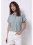 Regular Fit Shirt Neck Jakarlı Kadın Yeşil Kısa Kol Tişört 1