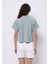 Regular Fit Shirt Neck Jakarlı Kadın Yeşil Kısa Kol Tişört 2