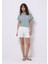 Regular Fit Shirt Neck Jakarlı Kadın Yeşil Kısa Kol Tişört 3