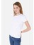 Slim Fit Yuvarlak Yaka Düz Kadın Beyaz Kısa Kol Tişört 1