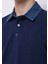 Regular Fit Polo Yaka Düz Erkek Mavi Kısa Kol Tişört 4