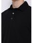 Regular Fit Polo Yaka Düz Erkek Siyah Kısa Kol Tişört 4