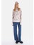 Slim Fit Yuvarlak Yaka Baskılı Kadın Beyaz Kazak 3